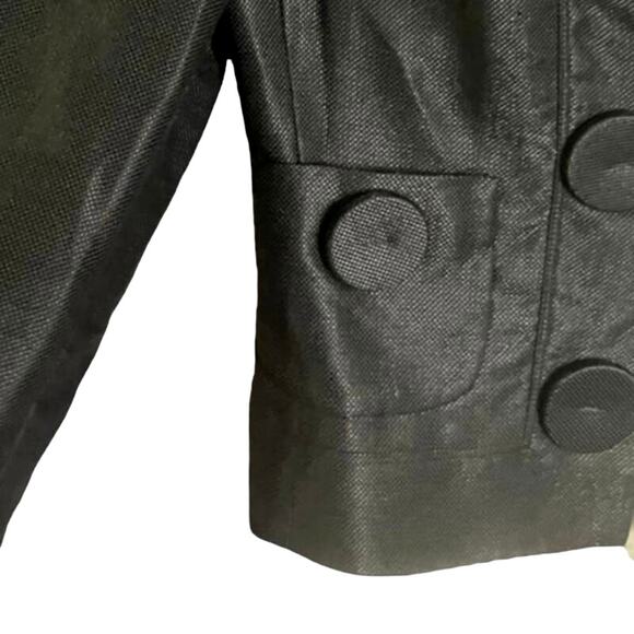 Etcetera Women's Black Designer Linen Blend Lined Blazer Oversized Buttons SZ 10 - Picture 6 of 13